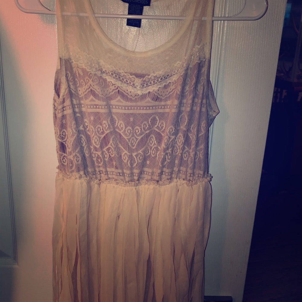 Cream summer dress with sheer fringe